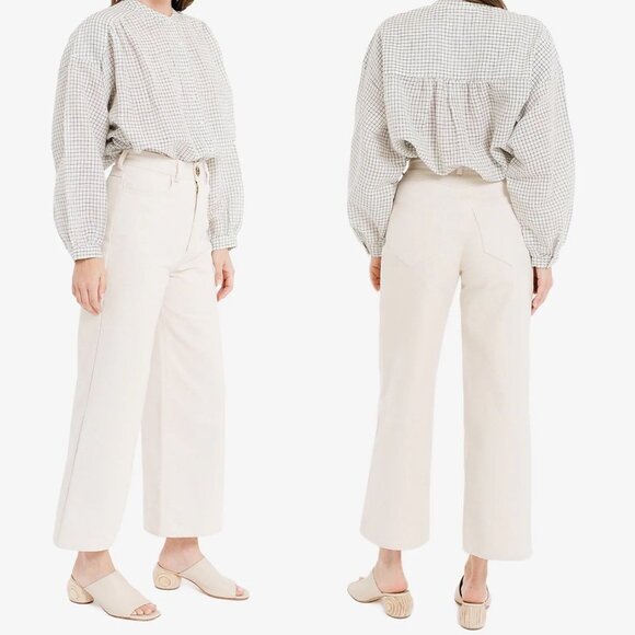 NWT Laude The Label High Rise wide leg Pant Bone Size 0 Madewell Tribe Alive - Picture 3 of 12